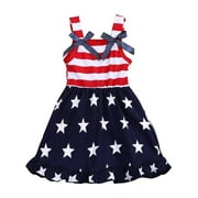 FEDPOP 4th of July Dresses Toddler Girl American Flag Tank Dress 3T
