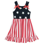 FEDPOP 4th of July Dresses for Toddler Girls Summer Sleeveless Dress 2T