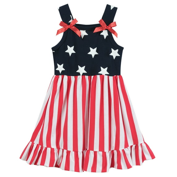 FEDPOP 4th of July Dresses for Toddler Girls Summer Sleeveless Dress 6T