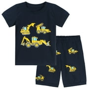 FEDPOP Boy Vehicle Pajama Short Sleepwear Summer Cotton Pjs 6T
