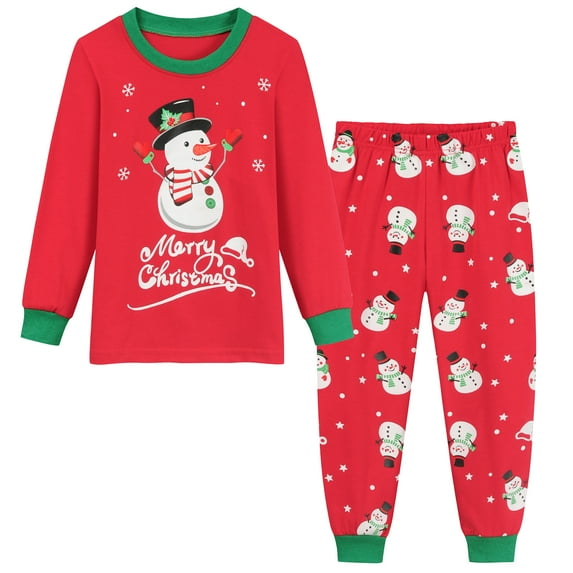 FEDPOP Boys Christmas Pajamas Girls Kids Cotton Sleepwear Pjs Set 7T