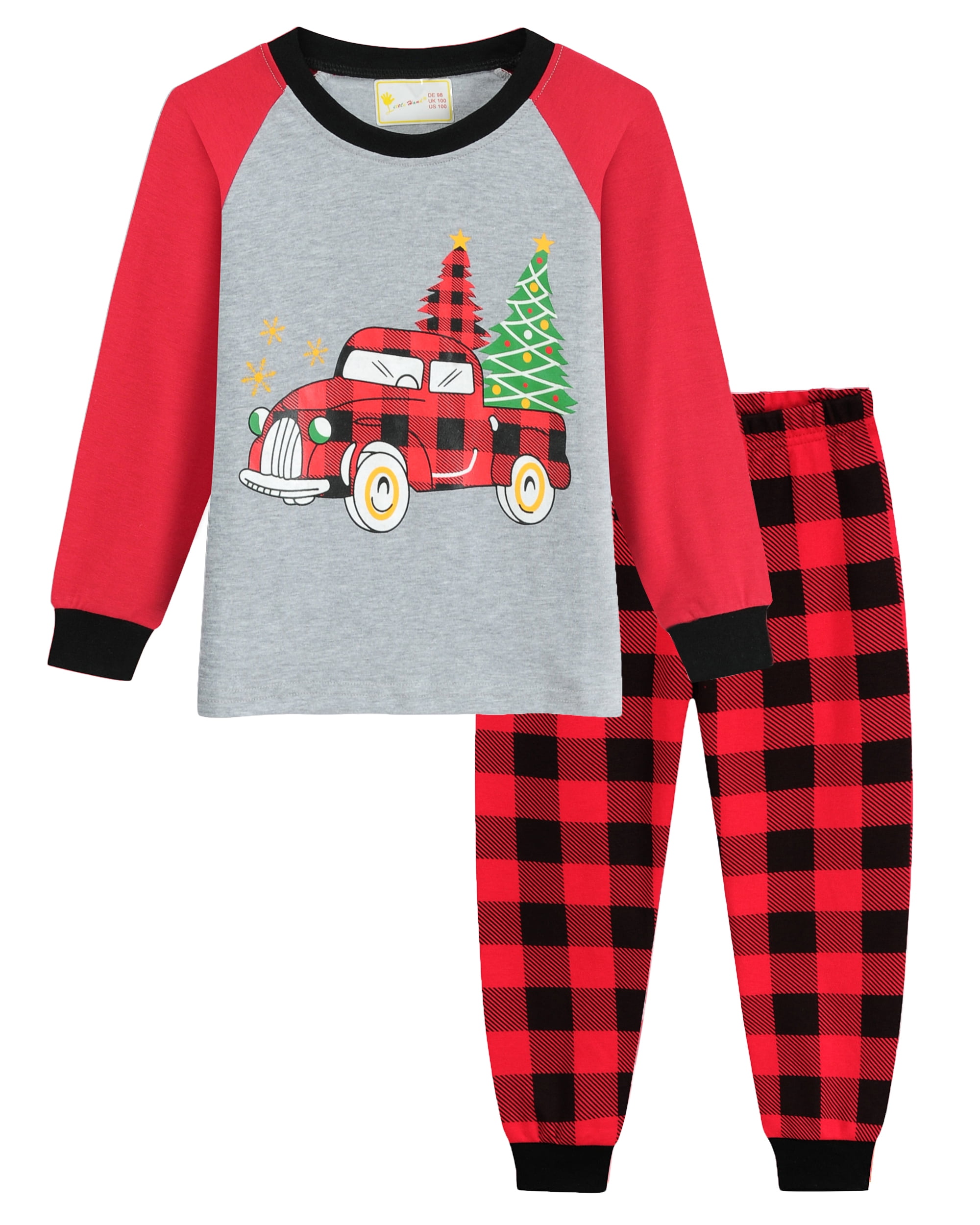 Little Hand Boys Christmas Pajamas Sets Plaid Truck Pjs Sleepwear 27t