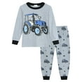 thumbnail image 1 of FEDPOP Boys Pajamas Sets Tractor Long Sleeve 2 Piece Kids Pajama Pjs Size 6T, 1 of 8