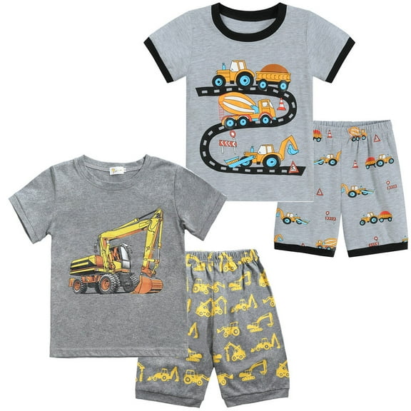 Little Hand Boys Sleepwear Boy Pajamas Set Kid Summer Clothes Male Grey 4 Piece 3T