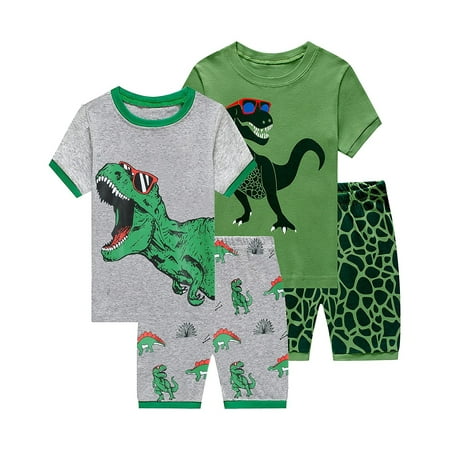 FEDPOP Boys Summer Pajamas Dinosaur Print 2 Piece Pajama Sets 7T