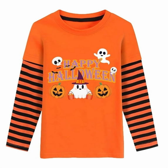 Little Hand Boys Toddler Halloween Skeleton Shirt Truck Long Sleeve T-Shirt Boo Pumpkin Tee Top Children Grils Clothes Size 2-7T