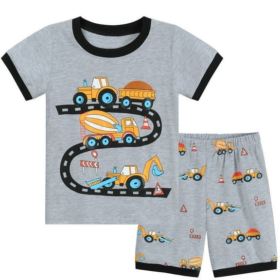 Little Hand Boys Sleepwear Boys Pajamas Set Summer Gray Truck Toddler Sleepwear 3T