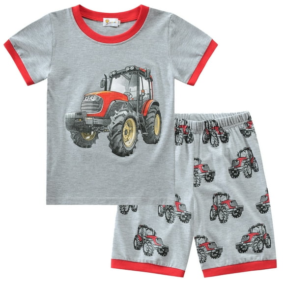 FEDPOP Boy Pajama 2 Pieces Sets 100% Cotton Summer Sleepwear Pjs 7T