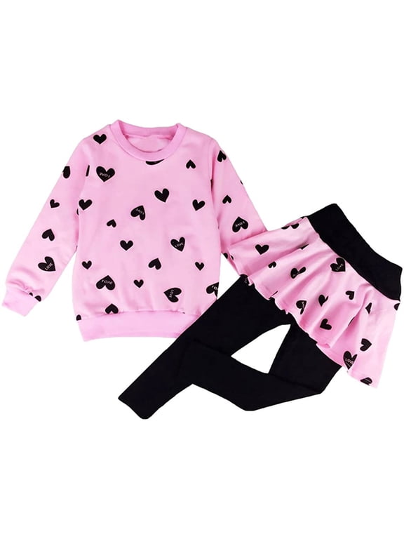 Girls Clothes Outfits Sets Sweatshirt Top & Long Pantskirts Sets Size 6T