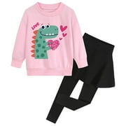 FEDPOP Girls Outfits Clothes Valentine's Day Tops & Leggings Clothing Set 8 Years