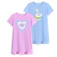 thumbnail image 1 of Little Hand Toddler Nightgowns For Girls Summer 2Pcs Girls Nightgowns Swan Blue 7T, 1 of 7