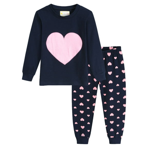 FEDPOP Girls Pajamas Heart Print Valentine's Day Pjs Set Size 6