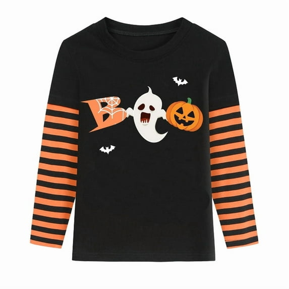 Little Hand Boys Toddler Halloween Skeleton Shirt Truck Long Sleeve T-Shirt Boo Pumpkin Tee Top Children Grils Clothes Size 2-7T