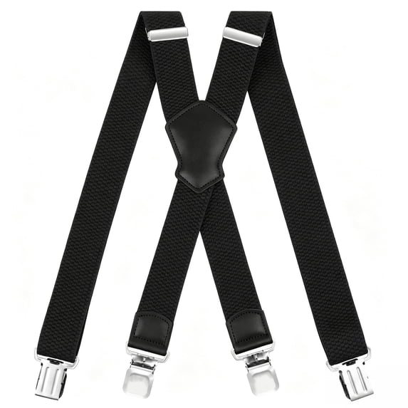 FEDPOP Men's Heavy Duty X-Back Suspenders with Metal Clips Black