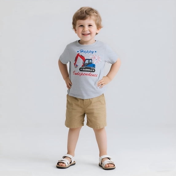 Little Hand Kid 4th of July T-Shirts Boys Girls American Flag Shirt Patriotic Top Short Sleeve Tees 5T