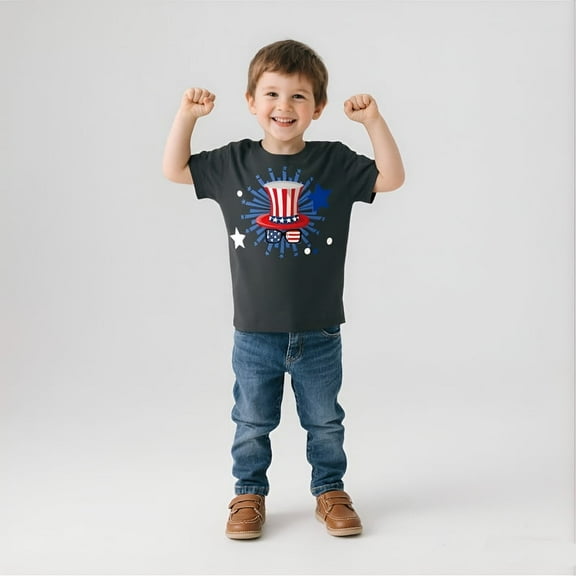 Little Hand Boys 4th of July Shirt Girls American Flag Tees Toddler Kids USA Flag Independence Day Patriotic Kids Short Sleeve 2-7T