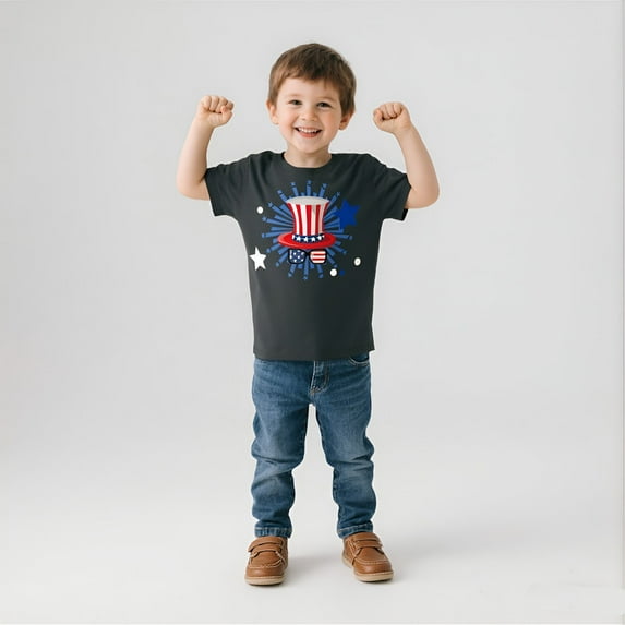 Little Hand Boys 4th of July Shirt Girls American Flag Tees Toddler Kids USA Flag Independence Day Patriotic Kids Short Sleeve 2-7T