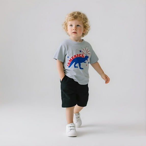 Little Hand American Flag Shirts 4th of July T-Shirt Toddler Girls Cotton Patriotic Tops Tee Independence Day Clothes 5T