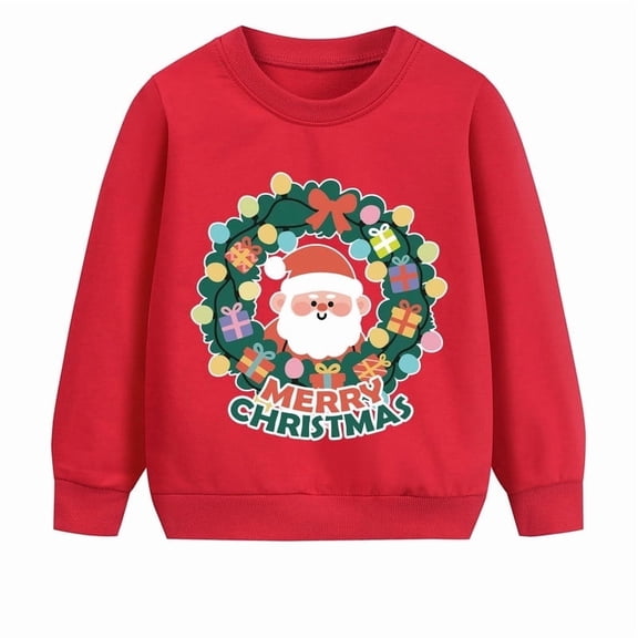 Little Hand Toddler Boy Christmas Outfit Baby Boy Girl Winter Warm Holiday Pullover Xmas Crewneck hoodie 2-7 Years
