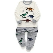 FEDPOP Toddler Boy Dinosaur Sleepwear Long Sleeve Pajamas 6T