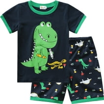 Little Hand Toddler Boy Green Dinosaur Pajamas 100% Cotton Short Sleeve Size 7T