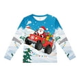 thumbnail image 1 of Little Hand Toddler Boys Long Sleeve T-Shirts Christmas Graphic Off-road Vehicle Top Tees Blue Cotton Crewneck 4-10T, 1 of 4