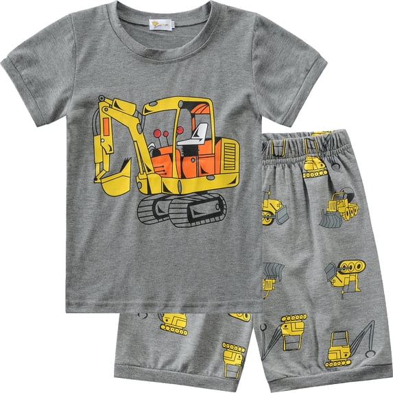 FEDPOP Toddler Boys Pajamas 100% Cotton Kids 2 Piece Summer Short Sets Size 3T