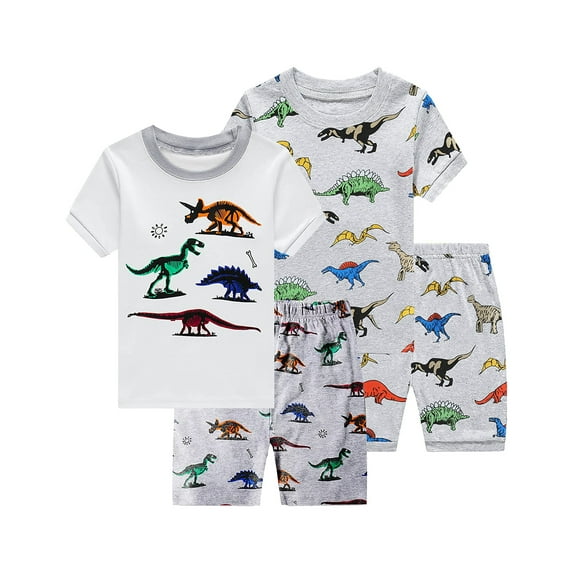 FEDPOP Toddler Boys Pajamas Dinosaur Cotton Kids Summer Sleepwear 2T