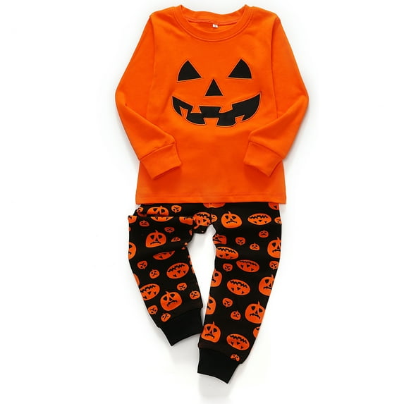 FEDPOP Toddler Boys Pajamas Pumpkin Sleepwear Halloween Clothes 5T