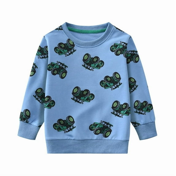 Little Hand Toddler Boys Sweatshirts Long Sleeve Tractor Sweat Shirt Pullover Digger Crewneck Top Tee Kids 2-7 Years