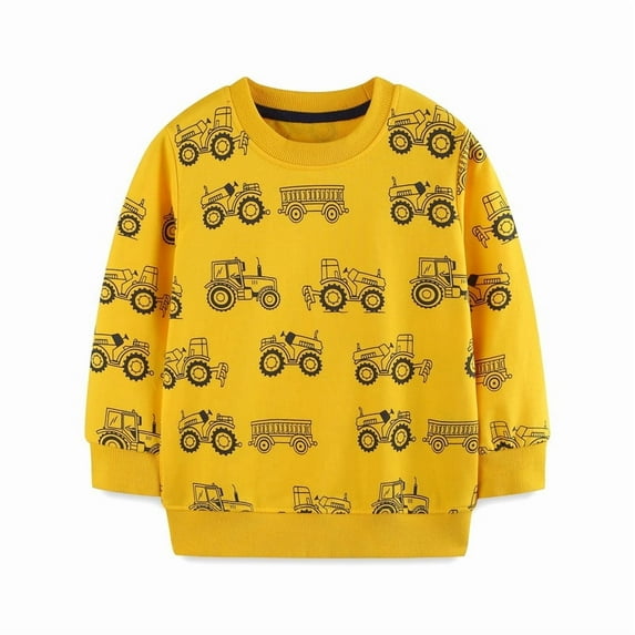 Little Hand Toddler Boys Sweatshirts Long Sleeve Tractor Sweat Shirt Pullover Digger Crewneck Top Tee Kids 2-7 Years