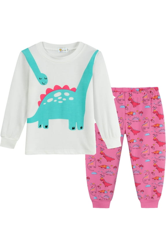 Little Hand Toddler Girl Dinosaur 2-Piece 100% Cotton Pajama Set Size 2T