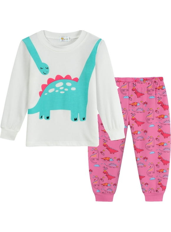 Toddler Girl Dinosaur 2-Piece 100% Cotton Pajama Set Size 3T