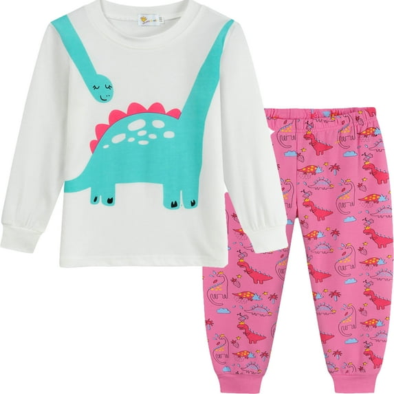 Little Hand Toddler Girl Dinosaur 2-Piece 100% Cotton Pajama Set Size 6T