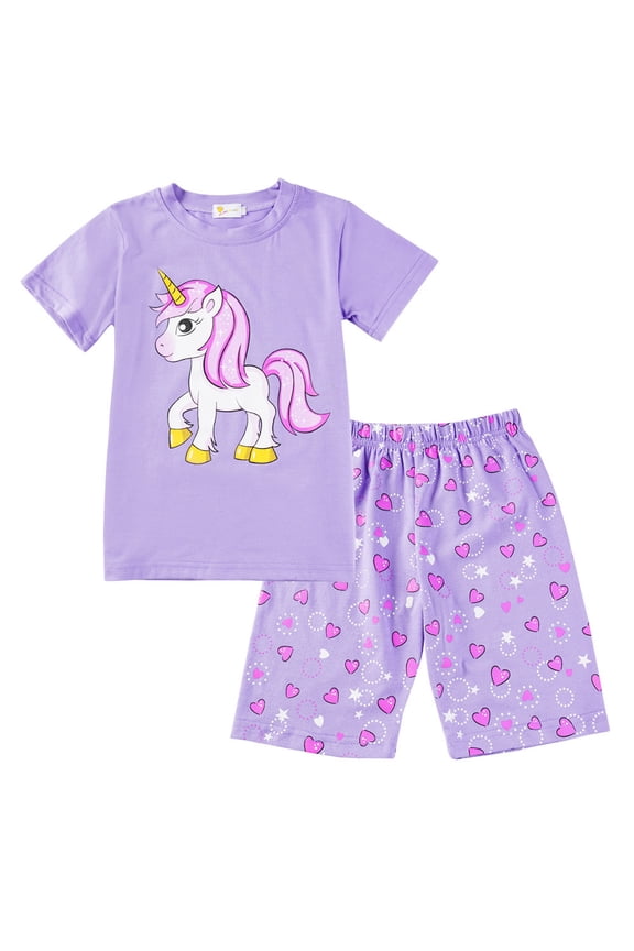 Toddler Girl Pajama Set 2-Piece Summer Short Sleepwear Cotton Pjs Clothes 3T