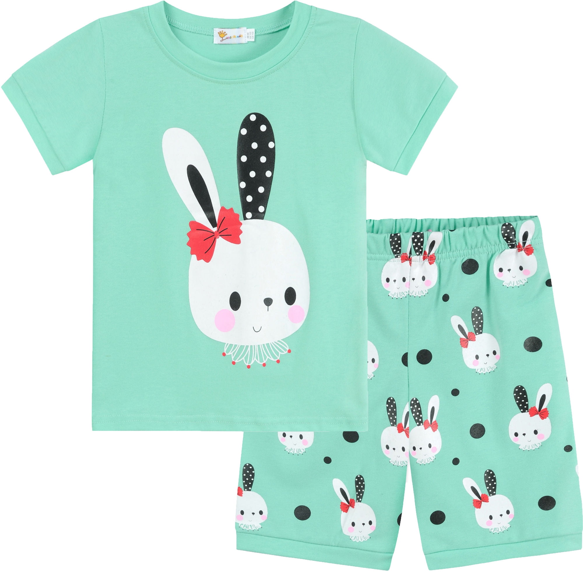 FEDPOP Toddler Girl Rabbit Pajamas 100% Cotton Girls Summer Short Set ...