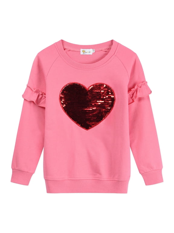 Toddler Girl Sweatshirts Long Sleeve Shirts Tops Heart Graphic Sweater 5T