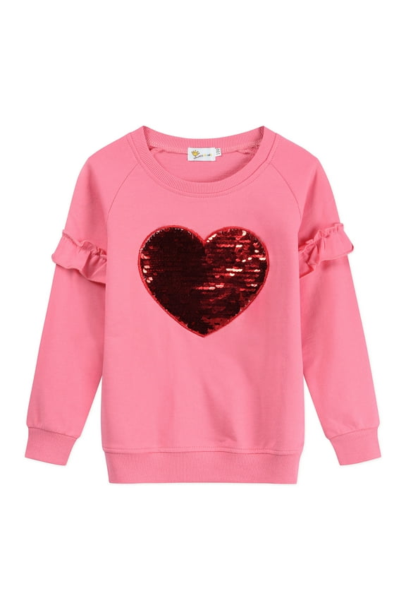 Toddler Girl Sweatshirts Long Sleeve Shirts Tops Heart Graphic Sweater 5T
