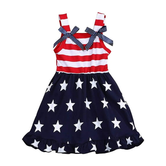 FEDPOP Toddler Girl 4th of July Dresses Summer Sleeveless Dress 7T
