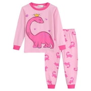 LITTLE HAND Toddler Girls Dinosaur Pajamas Sets 100% Cotton Christmas Pjs Size 2T