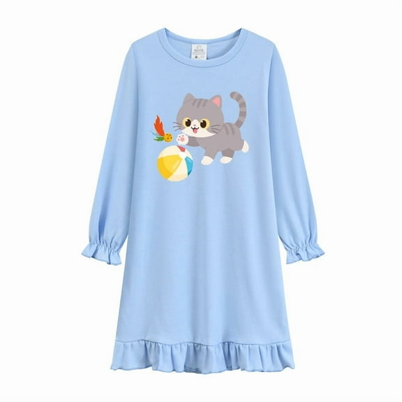 Little Hand Toddler Girls Nightgowns Long Sleeve Cotton Night Dress 1pcs 3-4T