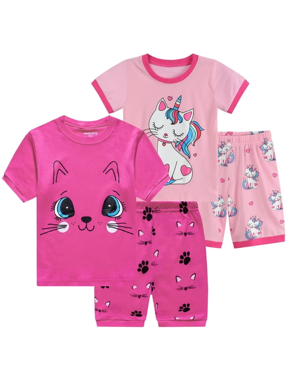Toddler Girls Pajamas Sets Summer Short Pjs Sleepwear Kids Cotton Clothes 4T