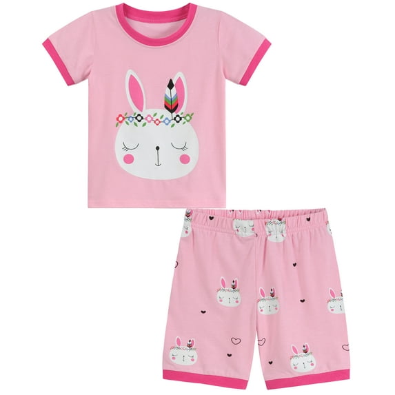 FEDPOP Toddler Girls Rabbit Pajamas Heart Kids Easter Sleepwear 4T