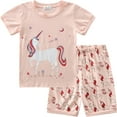 thumbnail image 1 of Little Hand Toddler Gril Unicorn Pajamas Set Summer ShortSleeve Pjs Clothes For Girl Size 3t, 1 of 8
