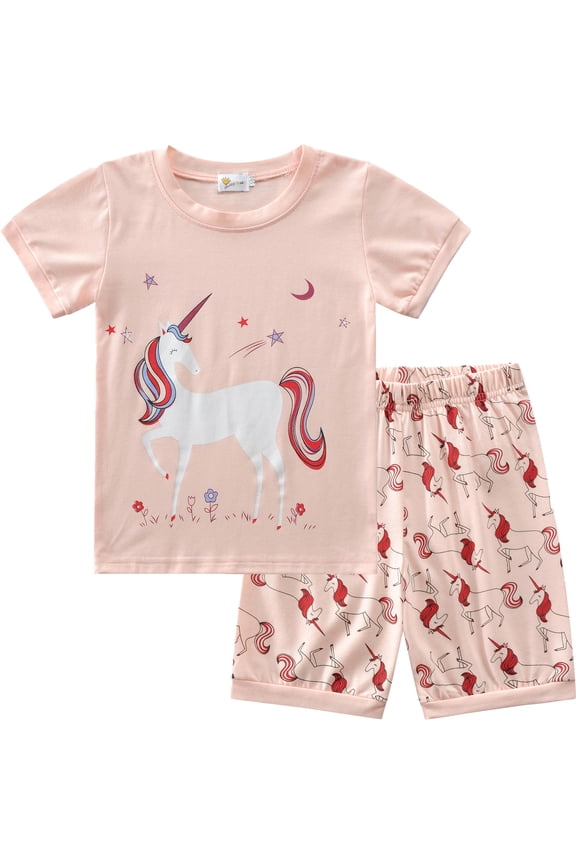 Toddler Gril Unicorn Pajamas Set Summer ShortSleeve Pjs Clothes For Girl Size 3t