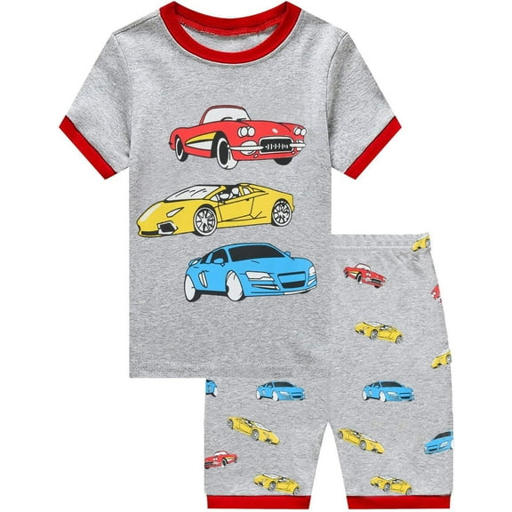 Little Hand Toddler Kids Short Sets Boys Pajamas Race car Summer Sleepwear Clothes 5T 2 Piece