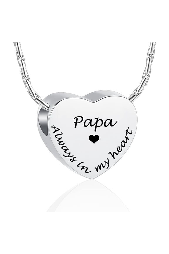 Little Heart Cremation Jewelry for Ashes Pendent for Ashes and Chain Memory Necklace for Memorial Papa
