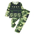 thumbnail image 1 of Little High Definition Digital Camo Dinosaur Print Boys Outfits Set Pajama Long Sleeve Night Glow Jumpsuit, 1 of 7