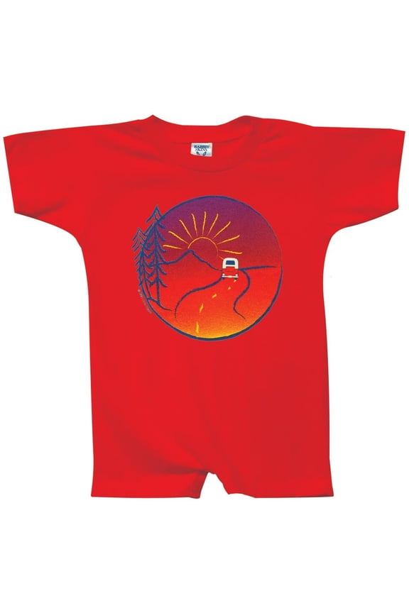 - On The Road Red Infant Romper