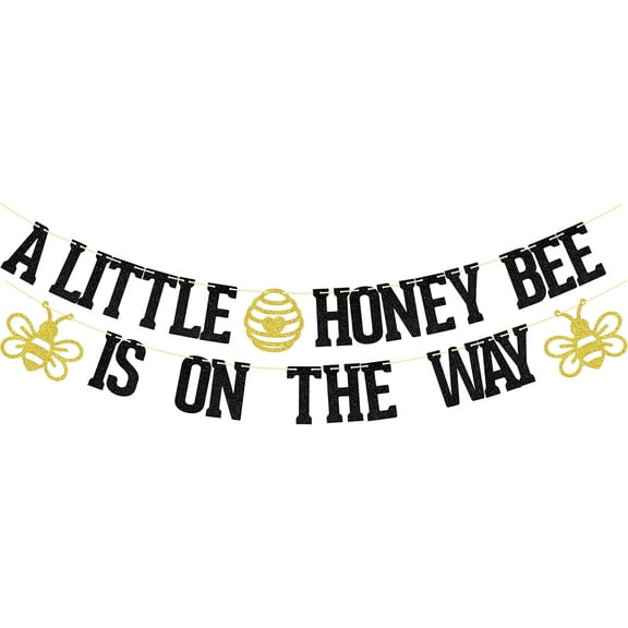A Little Honey Bee Is On The Way Banner,Honey Bee Baby Shower Birthday Party Decor,Sweet Baby Gender Reveal Welcome Babyparty Decor Supplies Black Gold